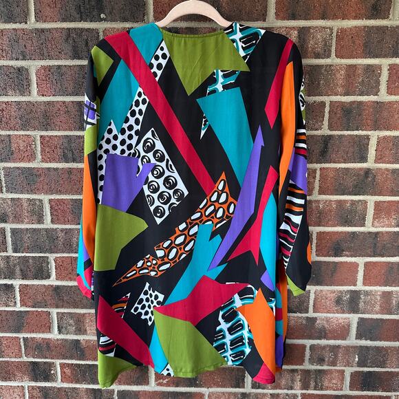 Lg VTG Bob Mackie Wearable Art Kimono Abstract Statement Duster Art to Wear 90s - Picture 5 of 5